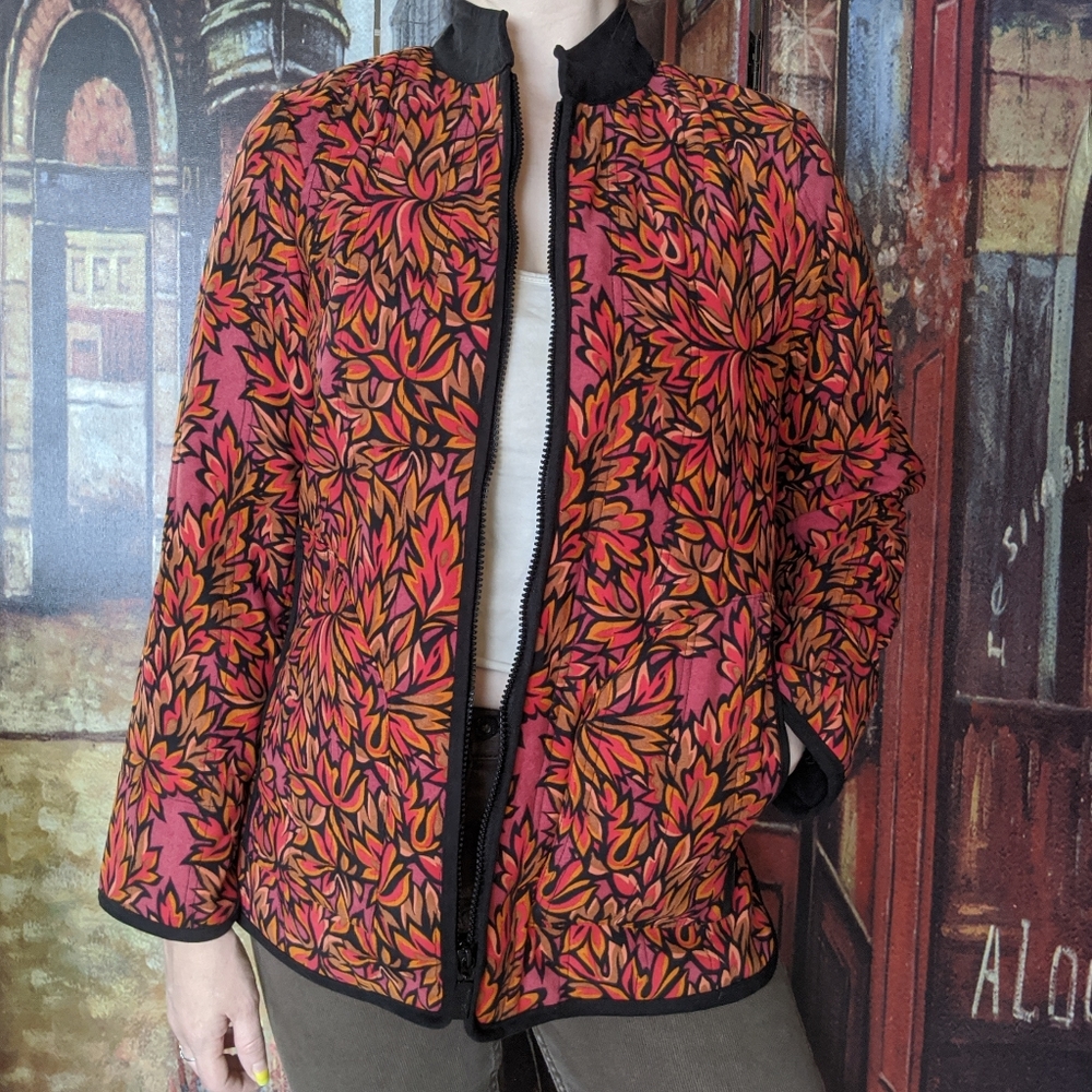 Autumn print, quilted  vintage Bob Mackie jacket.